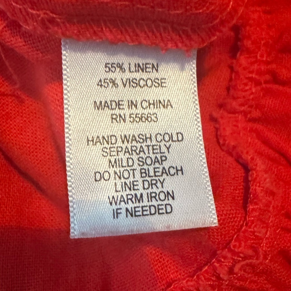 For Cynthia Linen/Viscose Blend Size Medium Red Maxi Dress - Picture 7 of 9